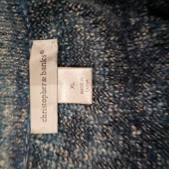 Christopher & Banks blue patterned long sleeve buttonless cardigan EUC sz XL - Picture 7 of 8